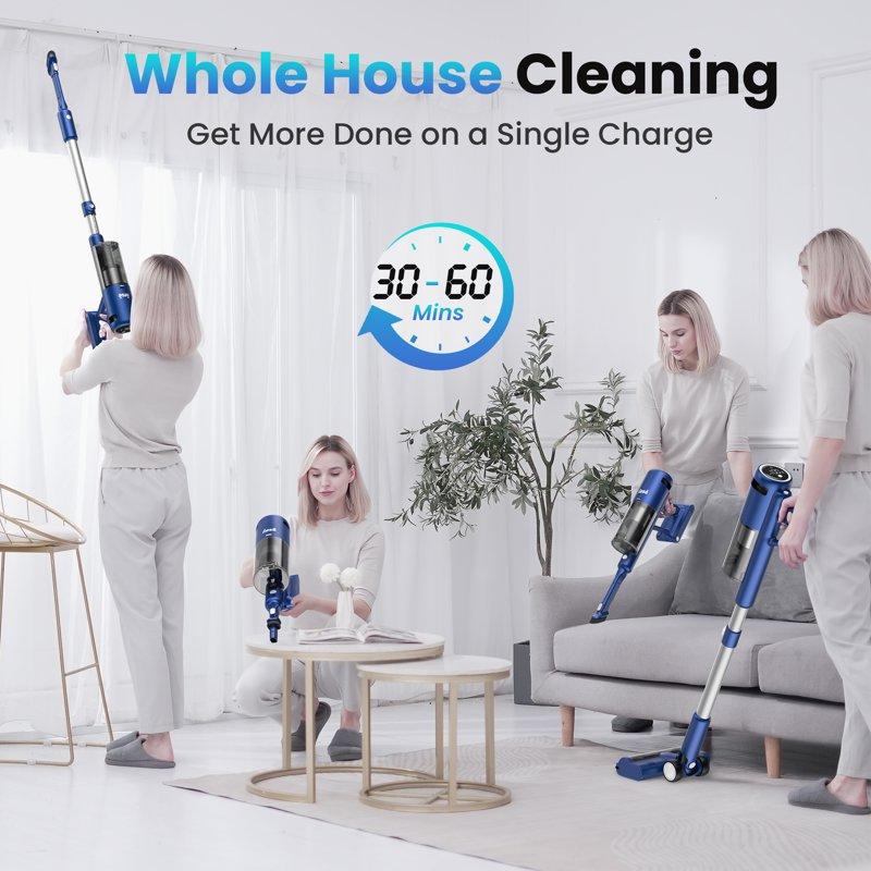 INSE Lightweight Cordless Vacuum With 30Kpa Powerful Suction & 60 Mins Runtime Stick Vacuum For Carpet Tile Pet Hair Hardwood Floors