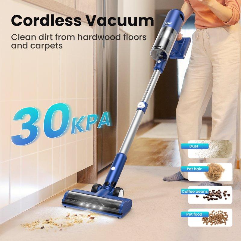 INSE Lightweight Cordless Vacuum With 30Kpa Powerful Suction & 60 Mins Runtime Stick Vacuum For Carpet Tile Pet Hair Hardwood Floors