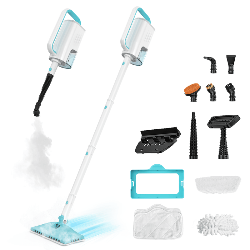 INSE Steam Mop All-in-One Scrubbing and Sanitizing Detachable Floor Steamer 11 Accessories for Upholstery Carpet & Furniture Green