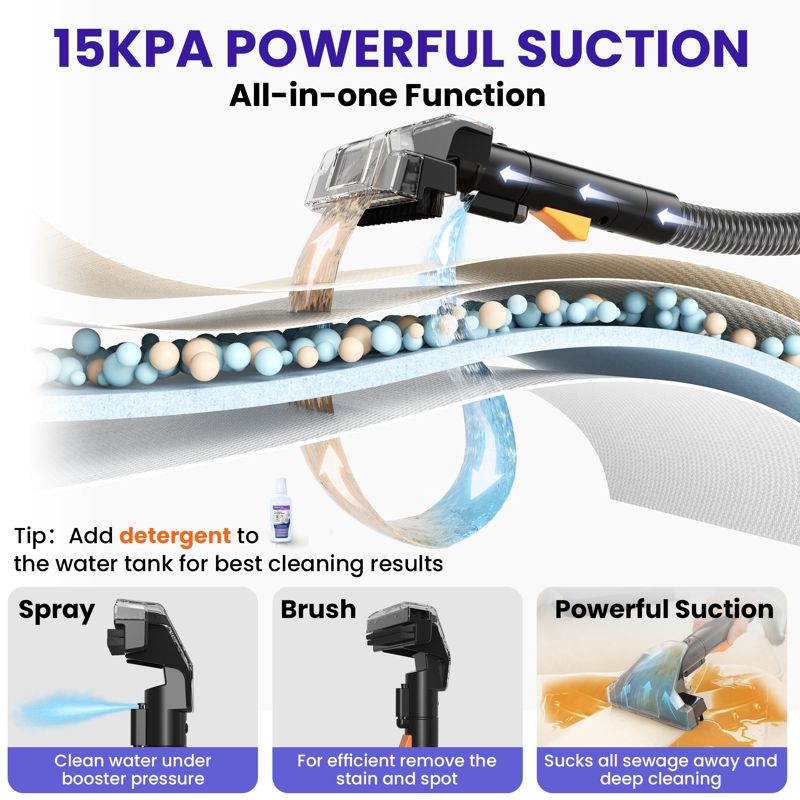 INSE Upholstery Carpet Cleaner Portable Spot Stain Cleaner - Includes 8.5oz Deep Clean Pro Formula