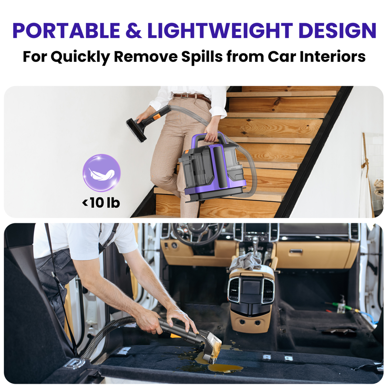 INSE Upholstery Carpet Cleaner Portable Spot Stain Cleaner - Includes 8.5oz Deep Clean Pro Formula