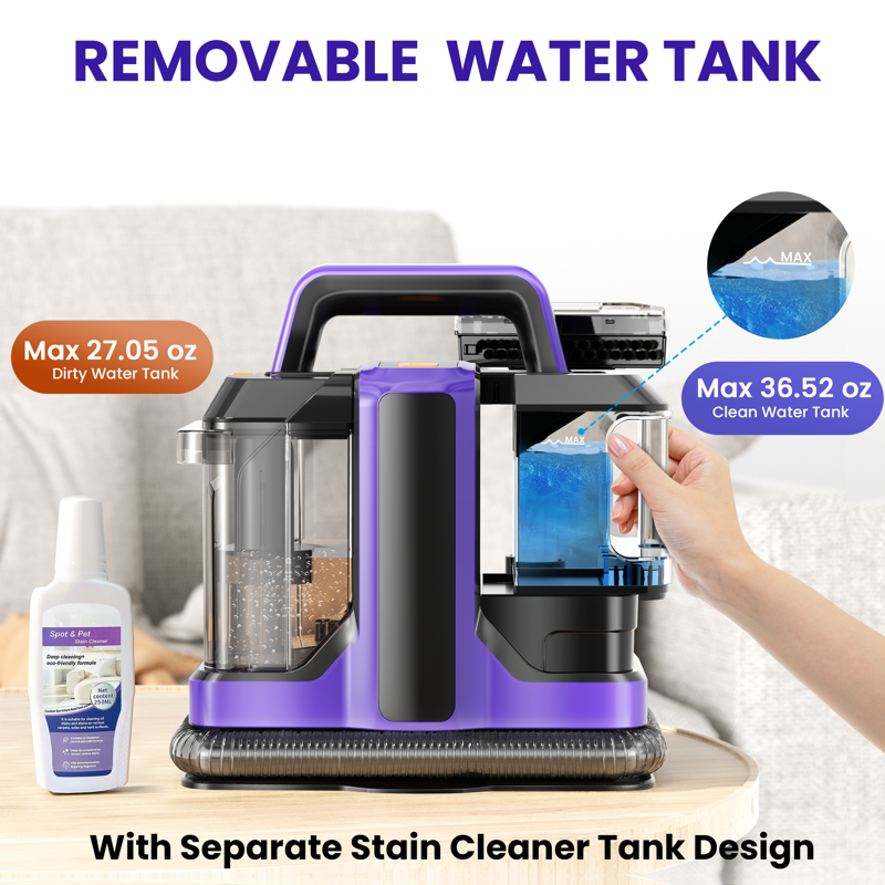 INSE Upholstery Carpet Cleaner Portable Spot Stain Cleaner - Includes 8.5oz Deep Clean Pro Formula