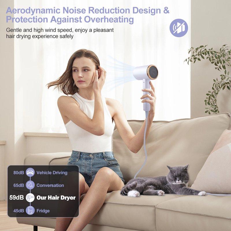 Ionic Hair Dryer 2100W Professional Blow Dryer Negative Ion Technolog Drying With 3 Heating 2 Speed 2 Nozzle For Home Salon Travel