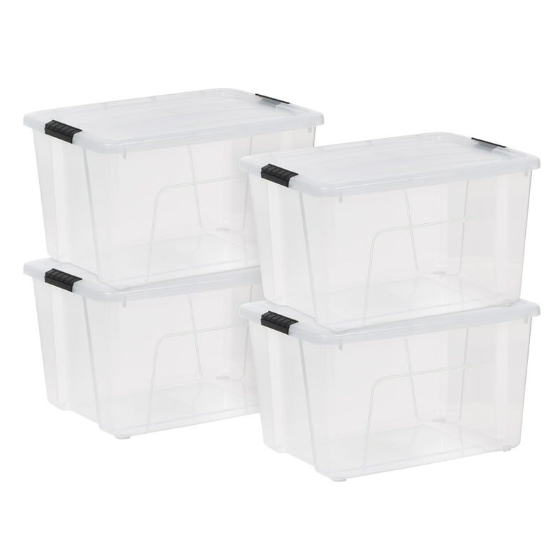IRIS 60 Qt. Plastic Storage Bins With Lids Stackable Storage Containers Totes 4 Pack