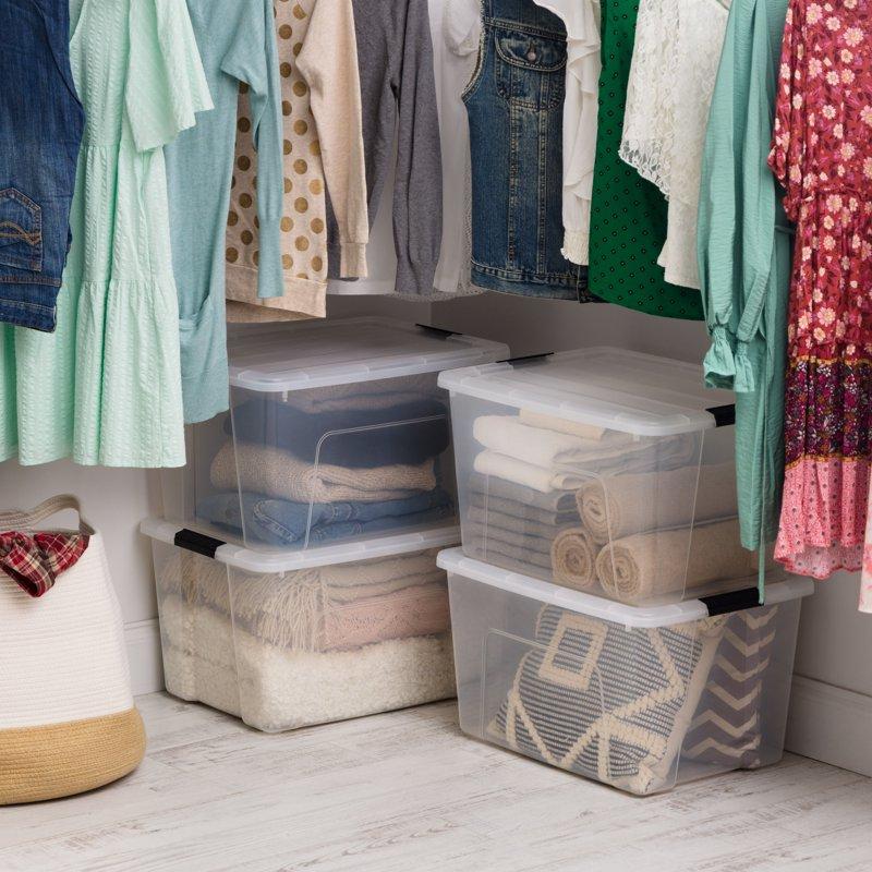 IRIS 60 Qt. Plastic Storage Bins With Lids Stackable Storage Containers Totes 4 Pack