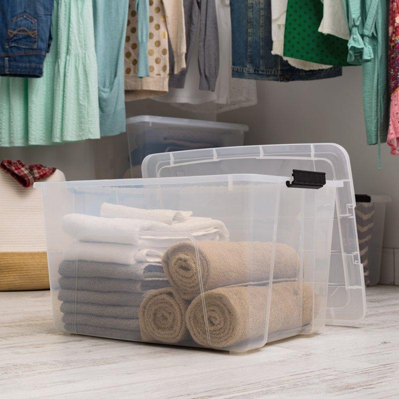 IRIS 60 Qt. Plastic Storage Bins With Lids Stackable Storage Containers Totes 4 Pack