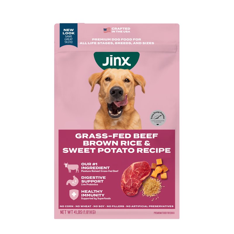 Jinx Beef Brown Rice Sweet Potato 4lb Dry Dog Food Bag