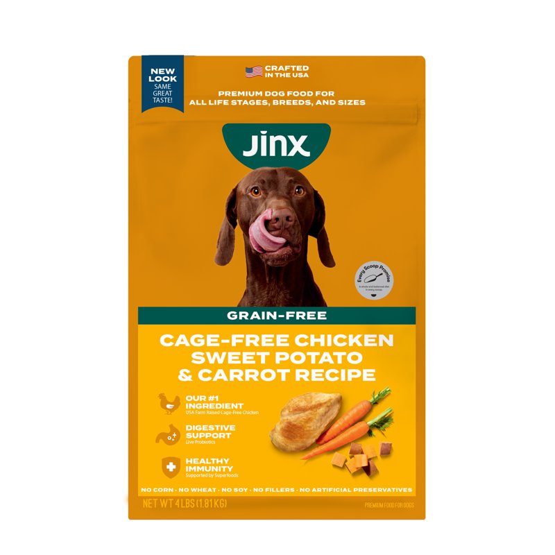 Jinx Chicken Sweet Potato Carrot Grain Free Dry Dog Food 4lb. Bag