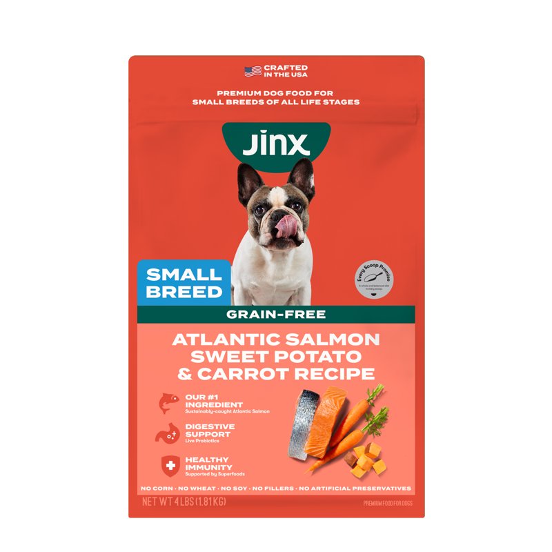 Jinx Small Breed Sweet Potato & Carrot Dry Dog Food Grain Free 4lb. Bag