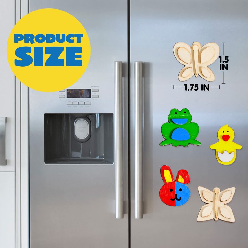 Joyfy 12-Piece Wooden Magnet Painting Art & Craft Kits For Kids Wood Craft Kits For Toddlers Party Favors For Easter