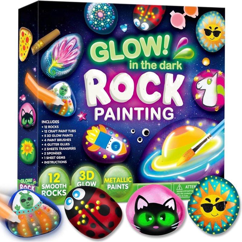 Joyfy Glow In The Dark Rock Painting Arts And Crafts Kit Creative Fun For Kids Ages 6+