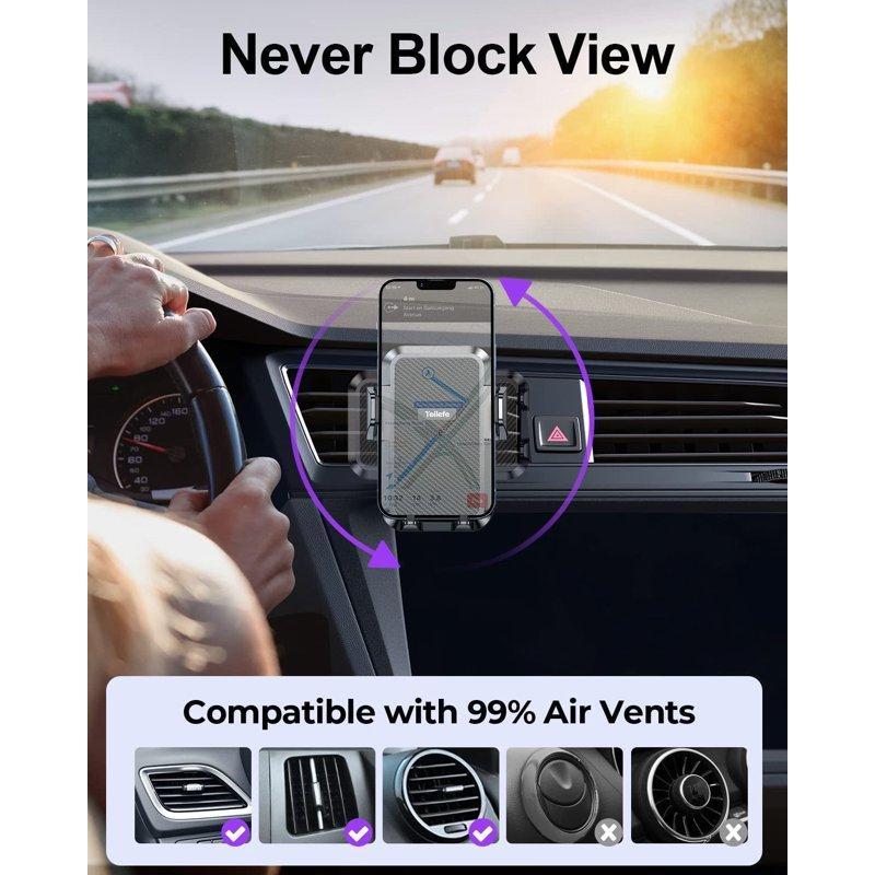 JOYROOM Car Phone Holder Air Vent Car Mount Hands Free Automobile Clamp Phone Holder For Car Fit For IPhone Samsung All Smartphones With Thick Case