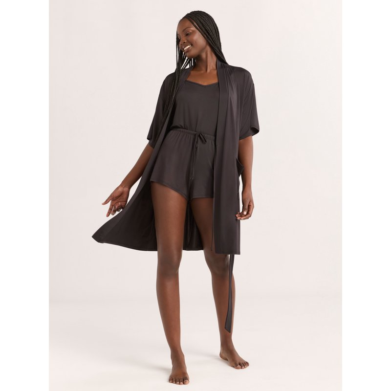 Joyspun Women’s Cami Shorts and Robe Travel Pajama Set 3-Piece Sizes S-3X