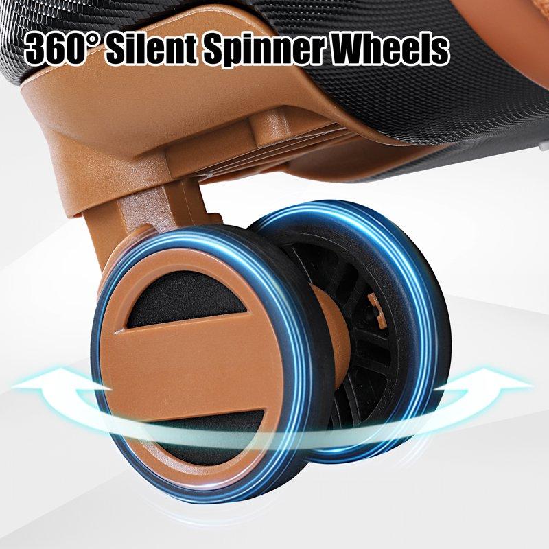 Joyway - 5-Piece Luggage Sets ABS Hardside Spinner Luggage -(Expandable Suitcase20"24")28-in Checked Luggage-Black