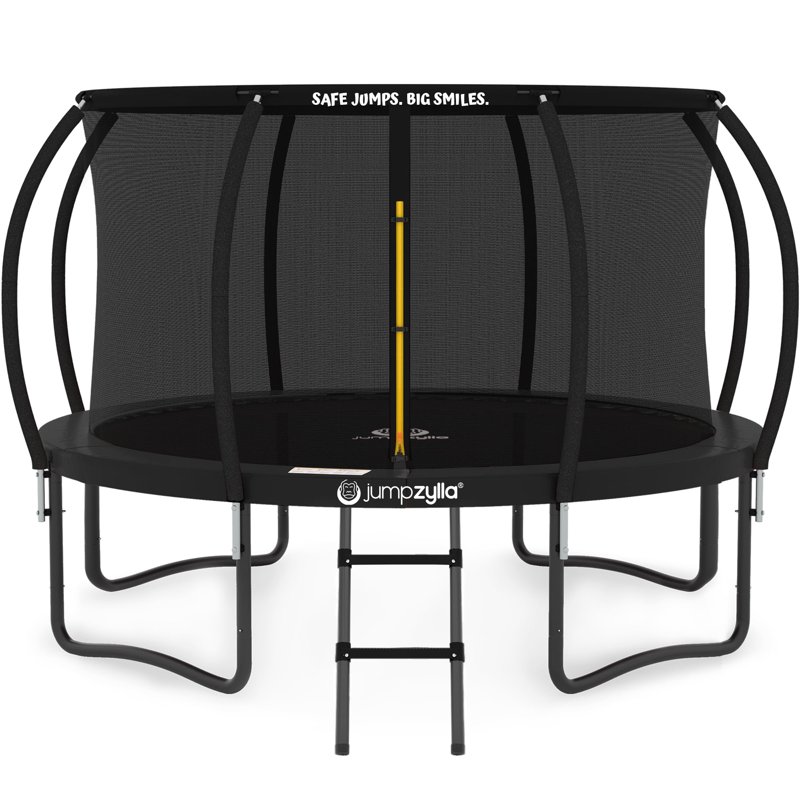JUMPZYLLA Trampoline Outdoor with Enclosure and Ladder ASTM 14 ft Black