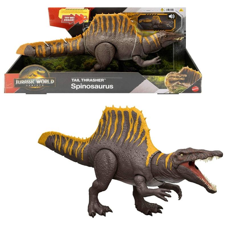 Jurassic World Rebirth Tail Thrasher Spinosaurus Action Figure Dinosaur Toy with 2 Attack Moves