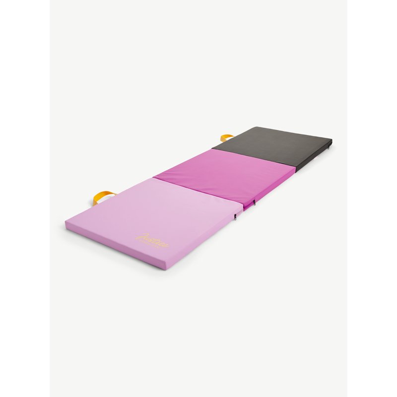Justice 6' Three Folding Gymnastics Mat With Carry Handles Multi Color Pink 1.5-inch Thickness