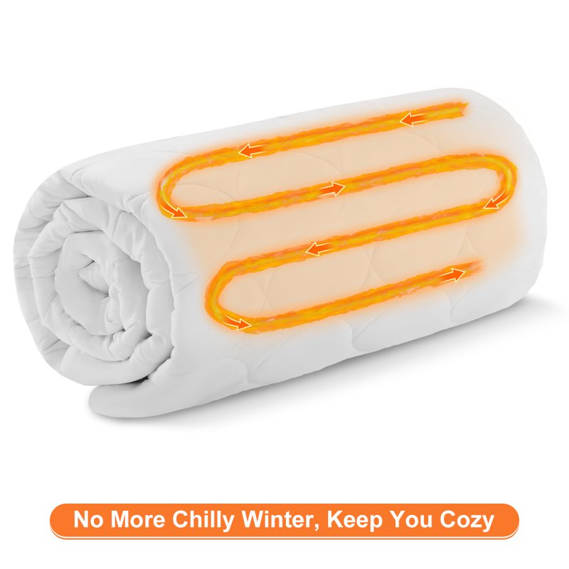 JUSTLET Heated Mattress Pad Queen Size With Dual Control 9 Heated Settings Zone Heating Electric Mattress Pad Auto Shut Off 2-10 Hours Machine Washable White