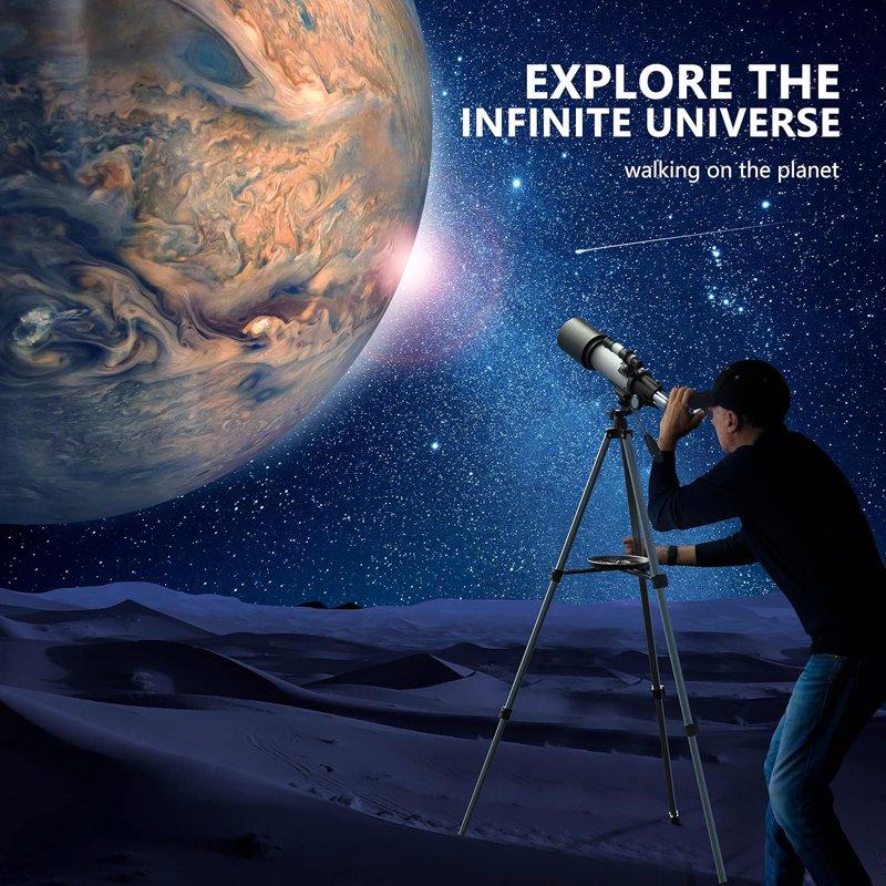 Juyafio Telescope 70mm Aperture Telescopes For Astronomy 16X-120X Magnification Telescopes For Kids Adults Portable Refractor Telescope With Adapter And Tripod