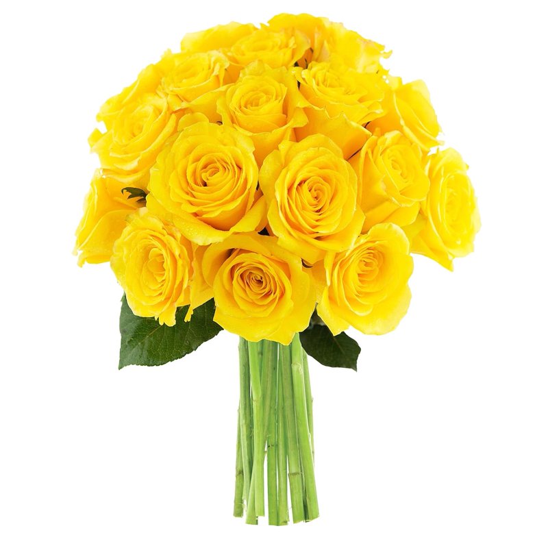 KaBloom: 18 Yellow Roses without vase Next-Day Delivery Gift for Every Occasion