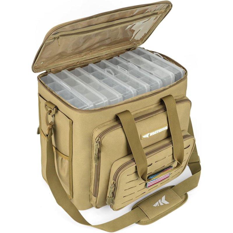 KastKing Fishing Tackle Bags - Water Resistant Material - Fishing Gear Storage -Karryall Large Khaki