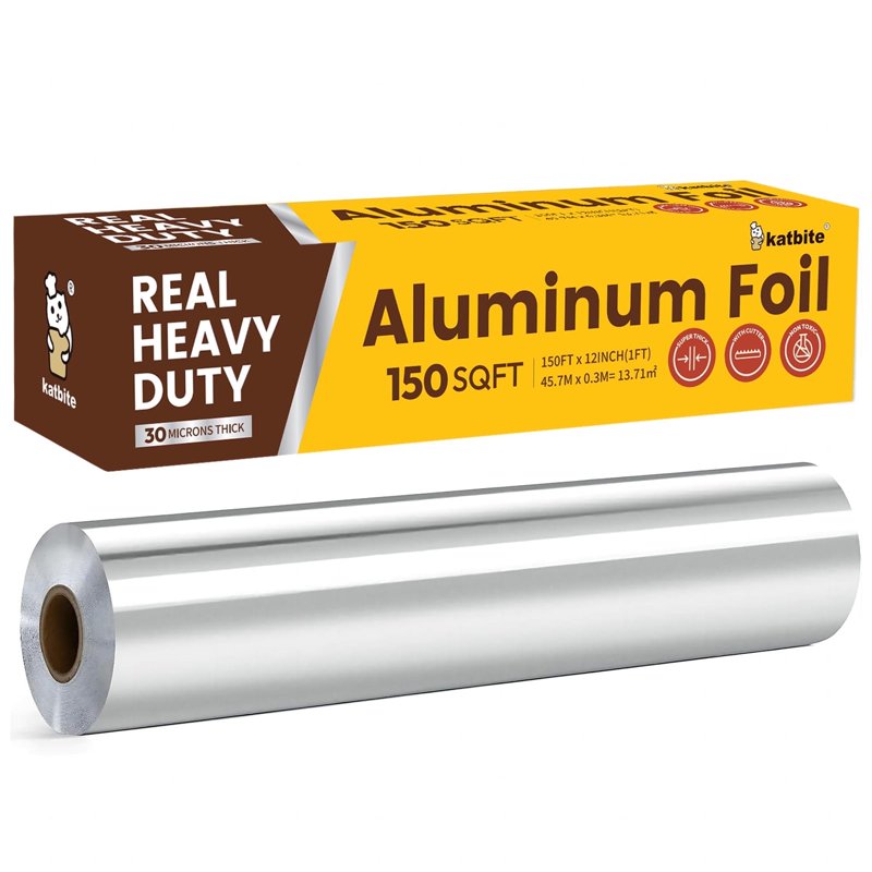 Katbite Aluminum Foil Heavy Duty Aluminum Foils Roll With Serrated Cutter 12inx150SQ.FT