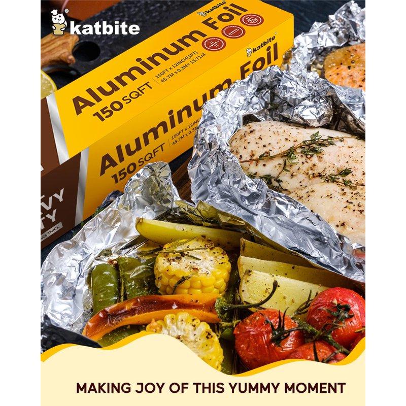 Katbite Aluminum Foil Heavy Duty Aluminum Foils Roll With Serrated Cutter 12inx150SQ.FT