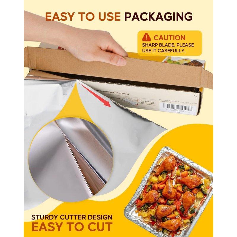 Katbite Aluminum Foil Heavy Duty Aluminum Foils Roll With Serrated Cutter 12inx150SQ.FT