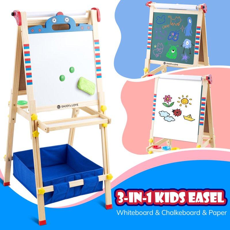 Keenstone Robot Art Easel For Kids Learning-Toy For 3 4 5 6 7 8 Years Old Boy&Girls Wooden Chalkboard&Magnetic Whiteboard&Painting Paper Stand Gift&Art Supplies For Toddler