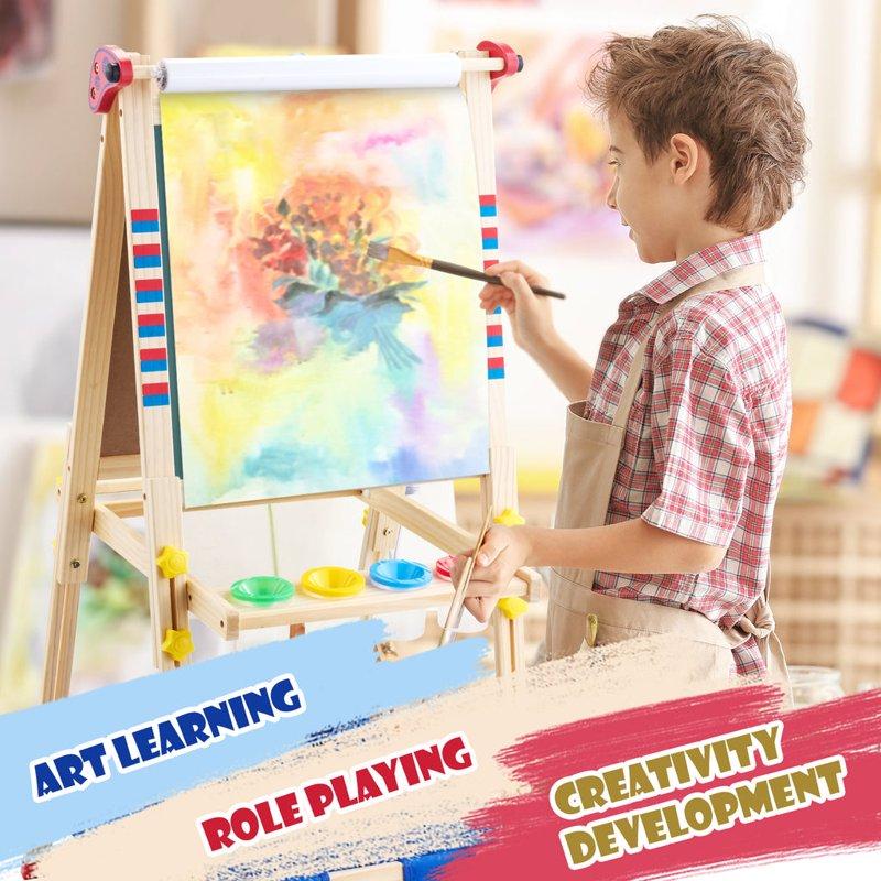 Keenstone Robot Art Easel For Kids Learning-Toy For 3 4 5 6 7 8 Years Old Boy&Girls Wooden Chalkboard&Magnetic Whiteboard&Painting Paper Stand Gift&Art Supplies For Toddler