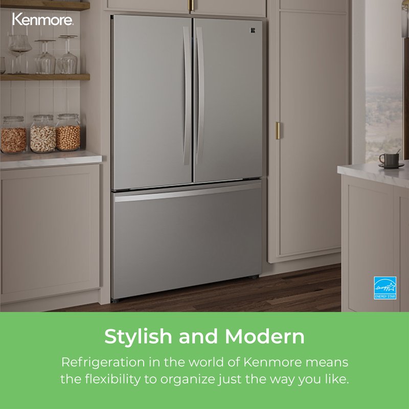 Kenmore 20.3 Cu. Ft. Capacity Counter-Depth French Door Refrigerator And Freezer With Ice Maker Stainless Steel