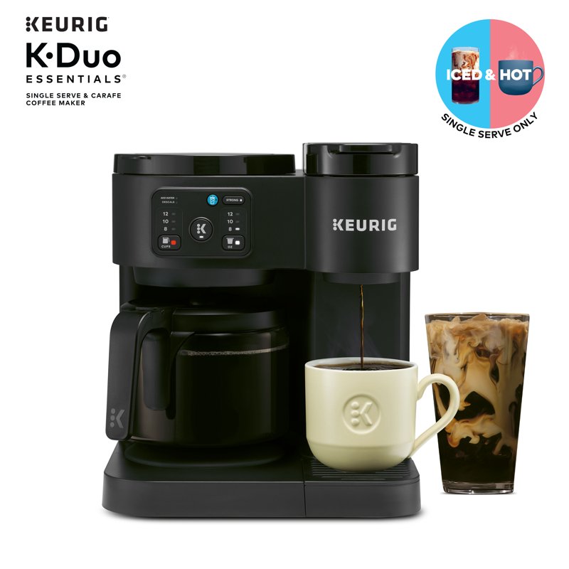 Keurig K-Duo Essentials Hot & Iced Single-Serve K-Cup Pod Coffee Maker & Carafe Black