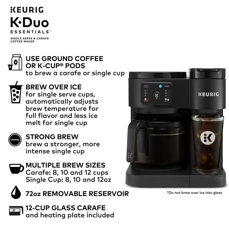 Keurig K-Duo Essentials Hot & Iced Single-Serve K-Cup Pod Coffee Maker & Carafe Black