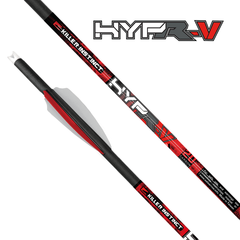 Killer Instinct HYPR-V 20-Inch Crossbow Bolts with 3-Inch Vanes 390 Grains V-Track Nocks and Carbon Construction (Black 6-Pack)