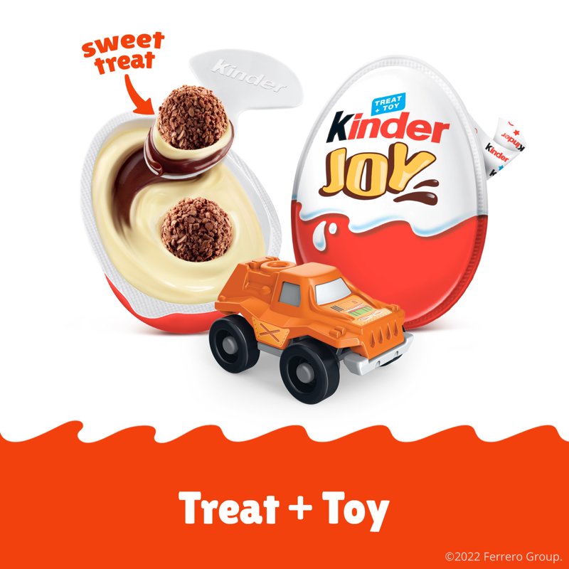 Kinder Joy Chocolate Egg With Sweet Cream Cocoa Wafer Bites & Surprise Toy Fun Easter Basket & Easter Egg Hunt Treat For Kids 0.7 Oz