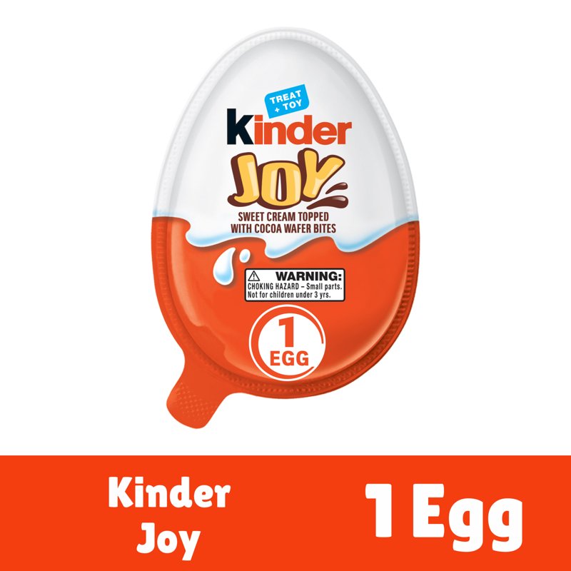 Kinder Joy Chocolate Egg with Sweet Cream Cocoa Wafer Bites & Surprise Toy Fun Easter Basket & Easter Egg Hunt Treat for Kids 0.7 oz