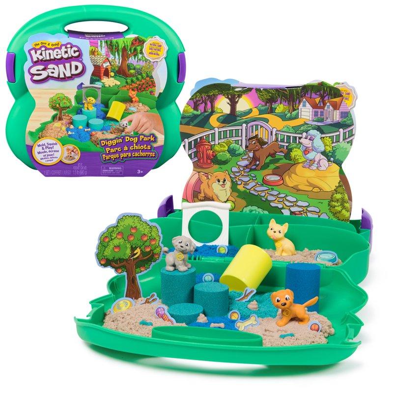 Kinetic Sand Diggin’ Dog Park Set with 1.5lbs Play Sand & Tools