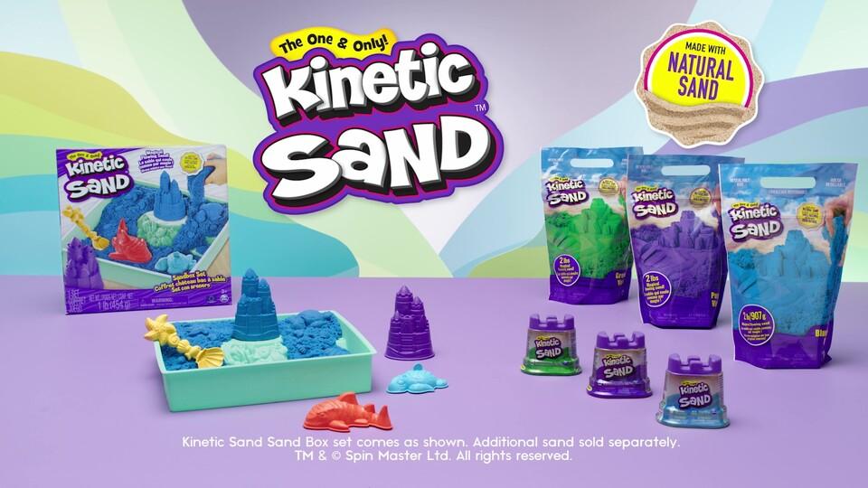 Kinetic Sand Sandbox Set With Blue Sand Tools & Storage