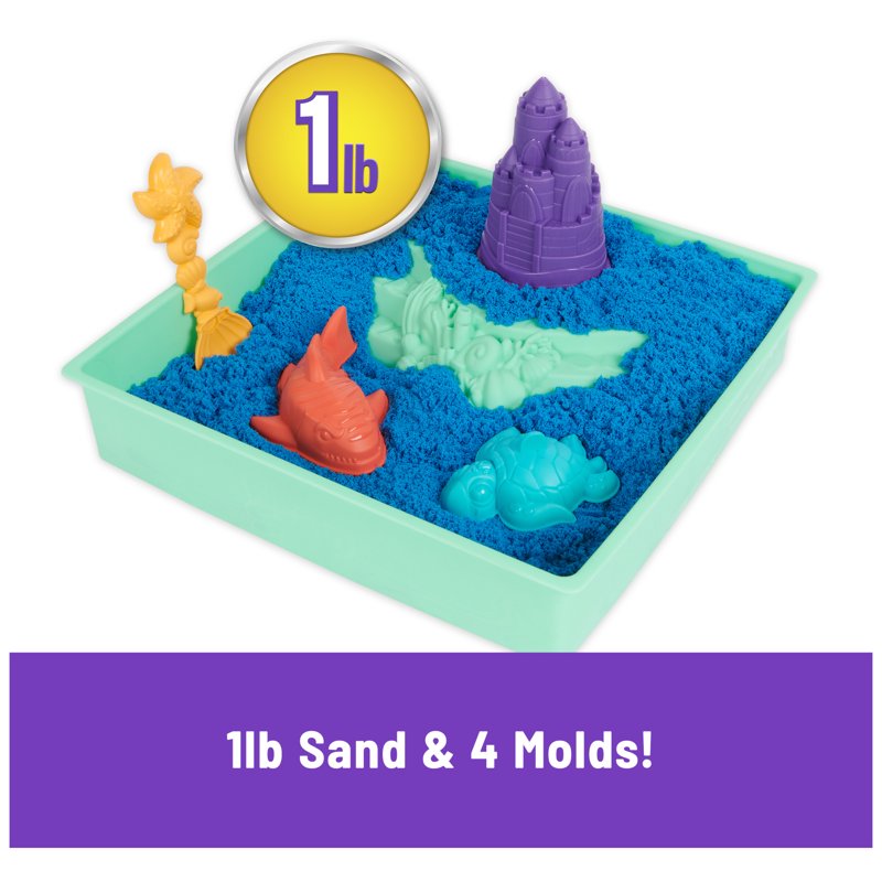 Kinetic Sand Sandbox Set With Blue Sand Tools & Storage