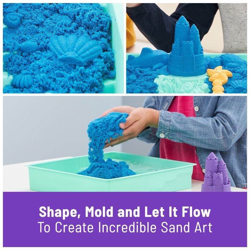 Kinetic Sand Sandbox Set With Blue Sand Tools & Storage