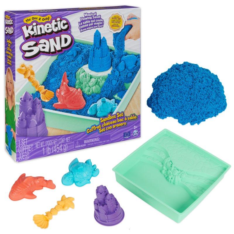 Kinetic Sand Sandbox Set with Blue Sand Tools & Storage