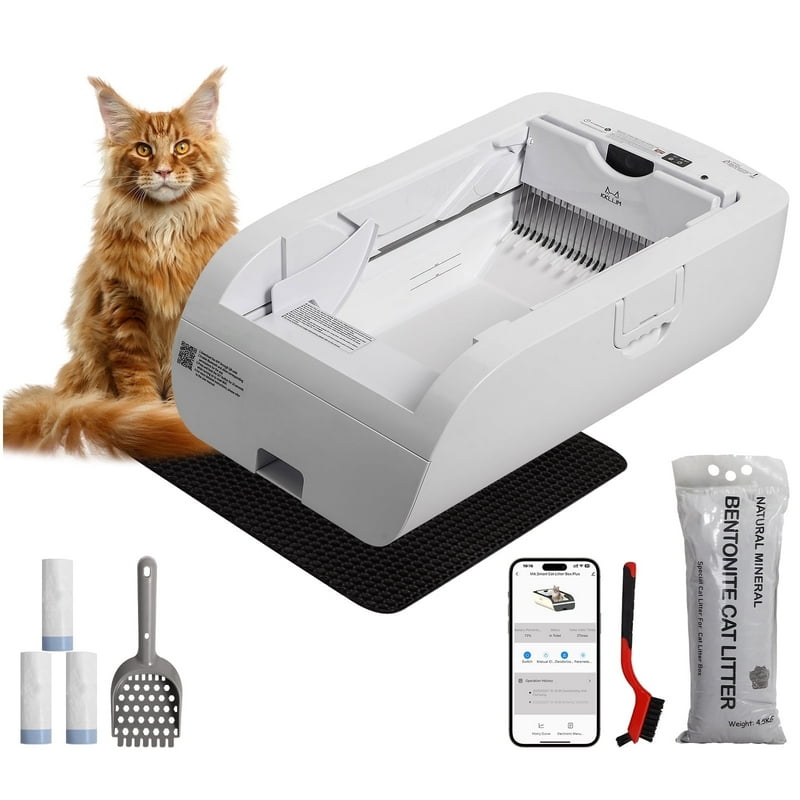 KKLLIM Open Top Automatic Self-Cleaning Cat Litter Box With Smart App Control And Dual Sensors