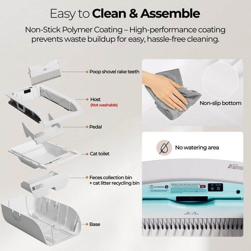 KKLLIM Open Top Automatic Self-Cleaning Cat Litter Box With Smart App Control And Dual Sensors