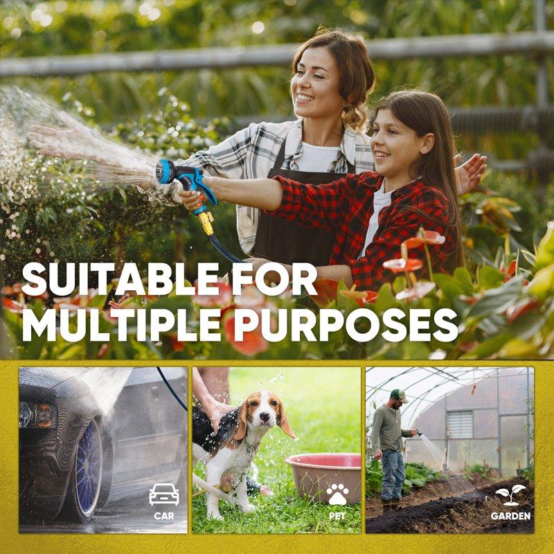 Kotto Expandable Garden Hose Water Hose For Outside With 10 Spray Nozzles Leak-Proof Blue 100 Ft