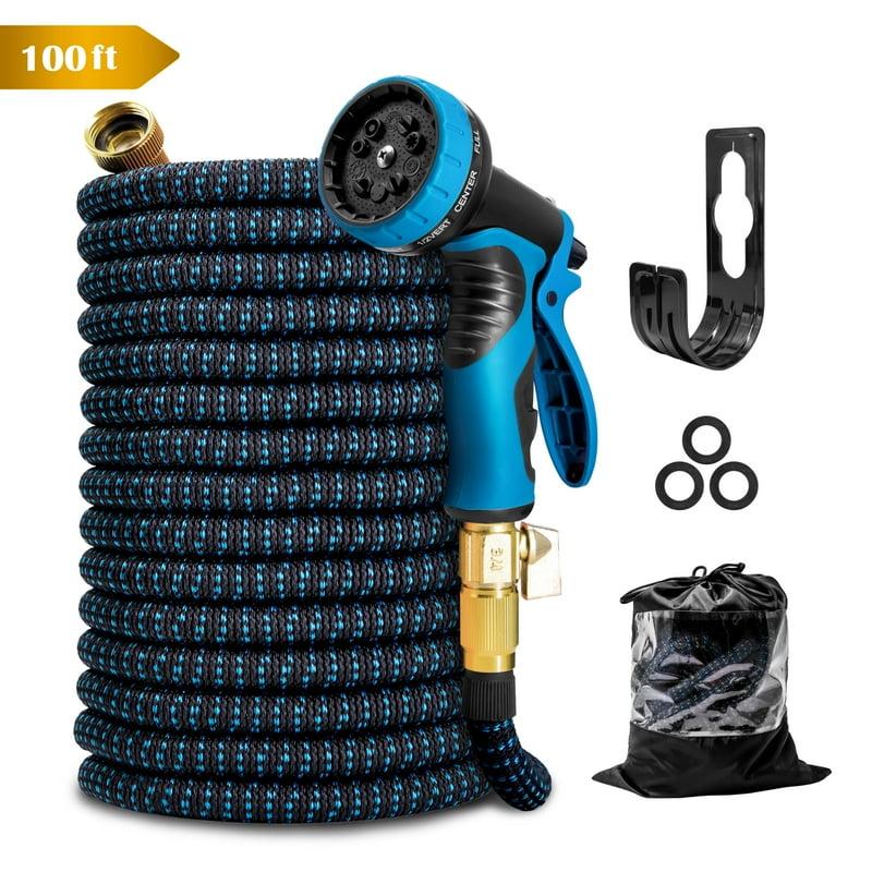 Kotto Expandable Garden Hose Water Hose for Outside with 10 Spray Nozzles Leak-Proof Blue 100 ft