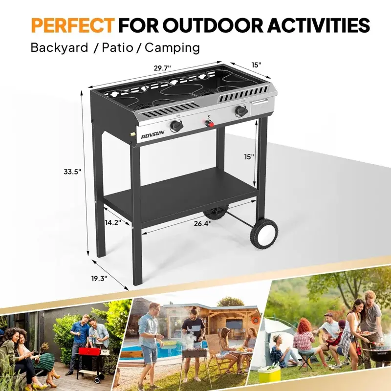 Ktaxon 2 Burner Propane Stove Gas Cooker With Auto Ignition 150 000 BTU For Outdoor Cooking