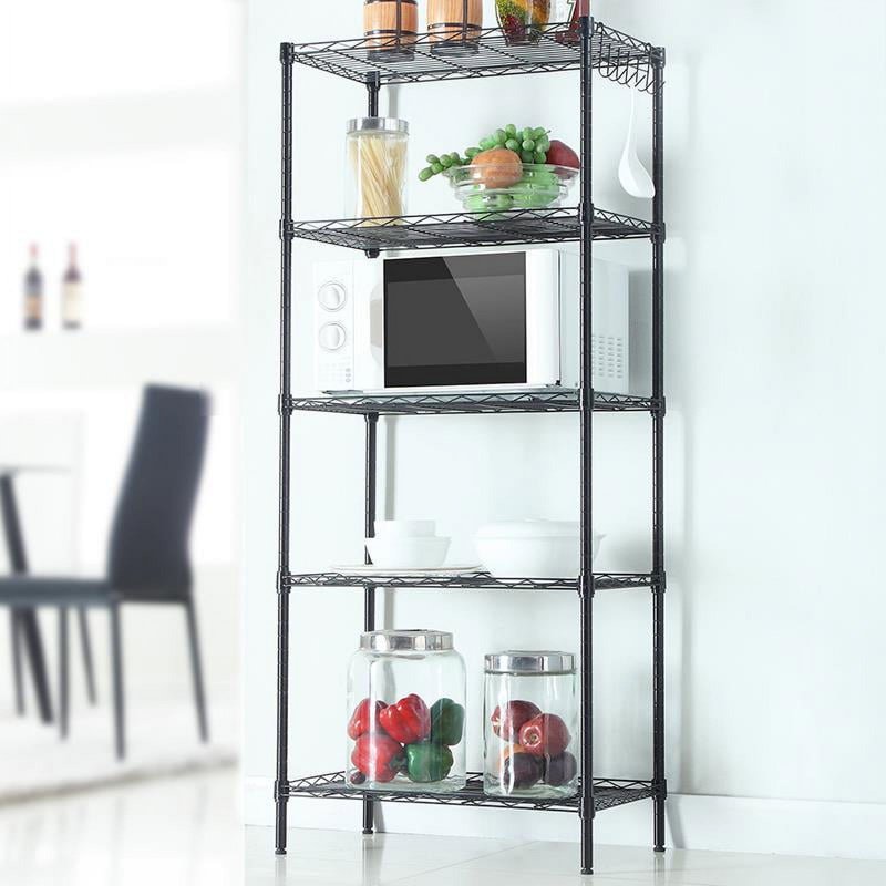 Ktaxon 5 Tier Layer 59"x21"x11.5" Storage Rack Wire Shelving Adjustable Steel Storage Rack Organizer Kitchen Black