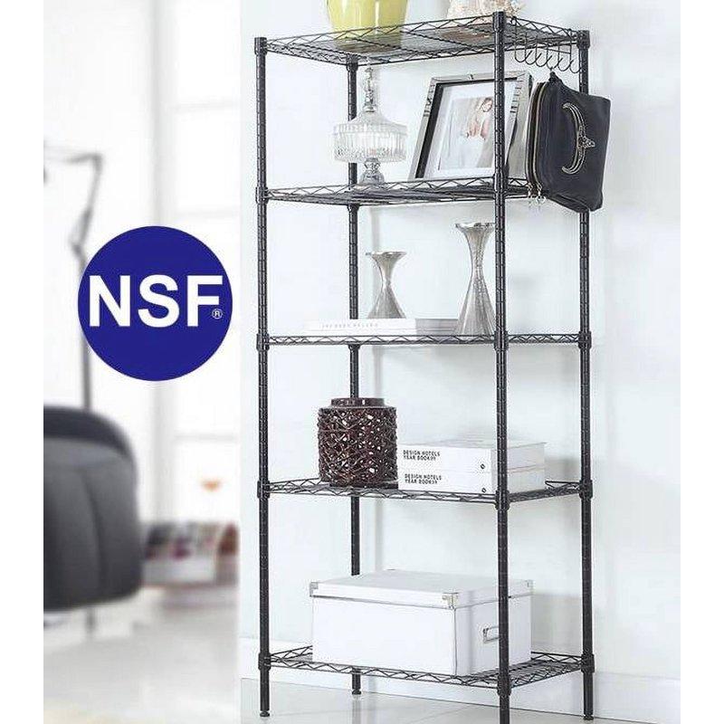 Ktaxon 5 Tier Layer 59"x21"x11.5" Storage Rack Wire Shelving Adjustable Steel Storage Rack Organizer Kitchen Black