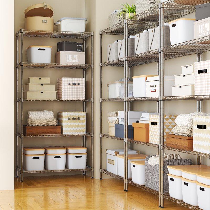 Ktaxon 5-Tier Wire Shelving Unit Steel Storage Rack For Garage Office Kitchen Silver 30" W X 14" D X 60" H