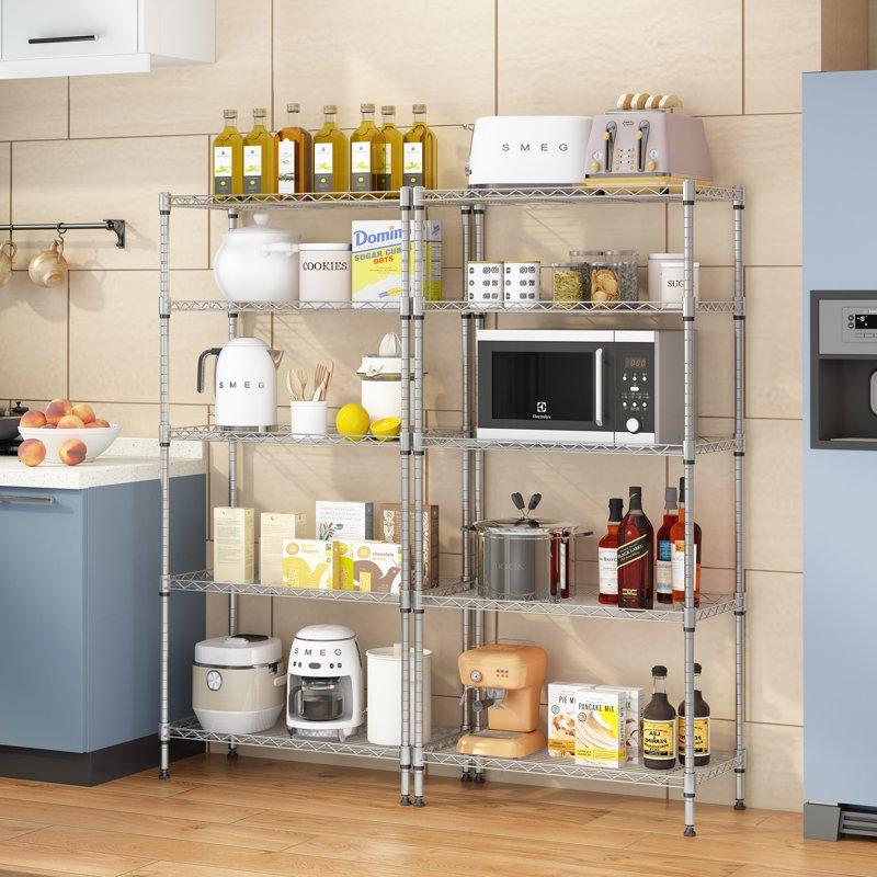 Ktaxon 5-Tier Wire Shelving Unit Steel Storage Rack For Garage Office Kitchen Silver 30" W X 14" D X 60" H